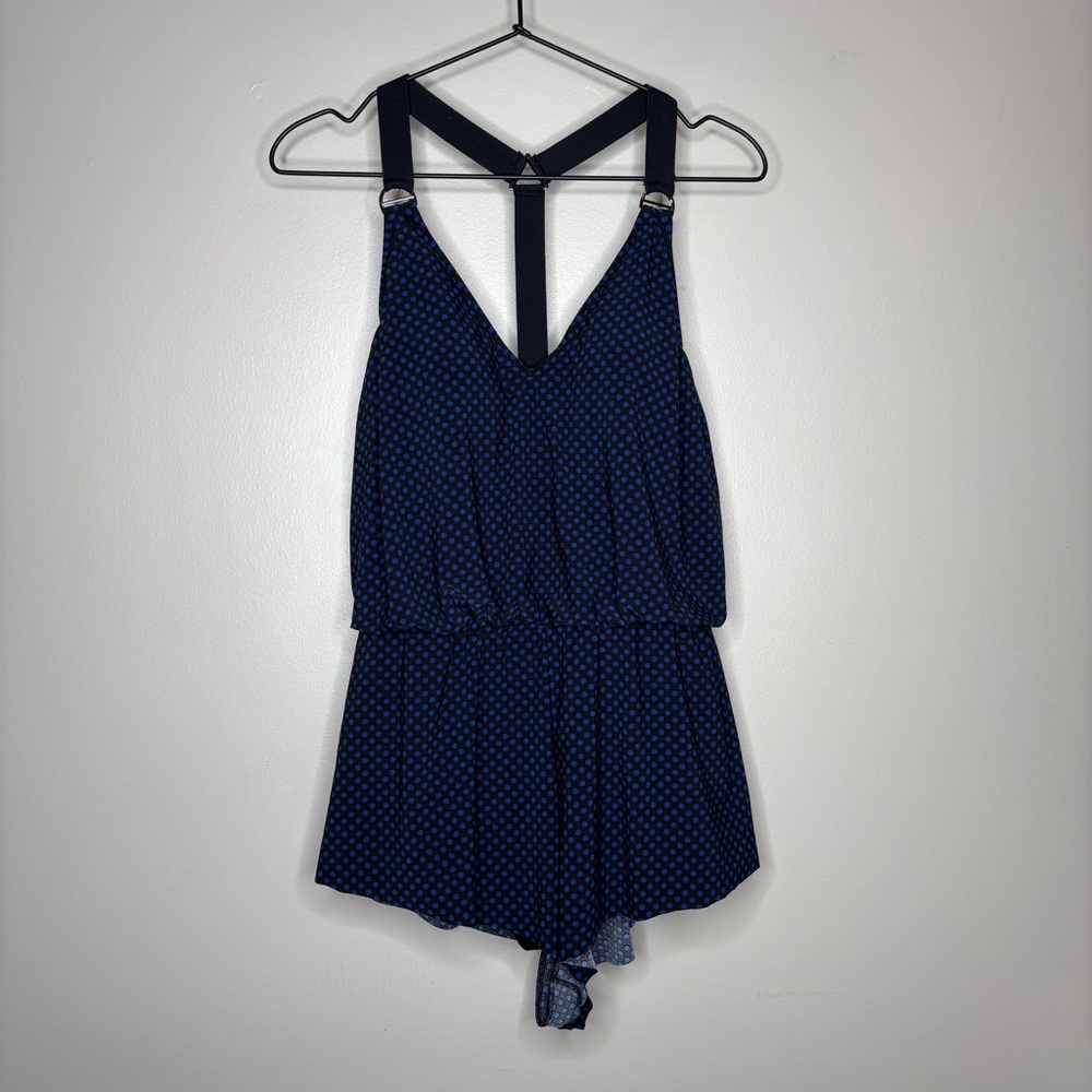 Magicsuit Borderline Gabby One Piece Romper Swimsuit Womens 10 Blue Black
